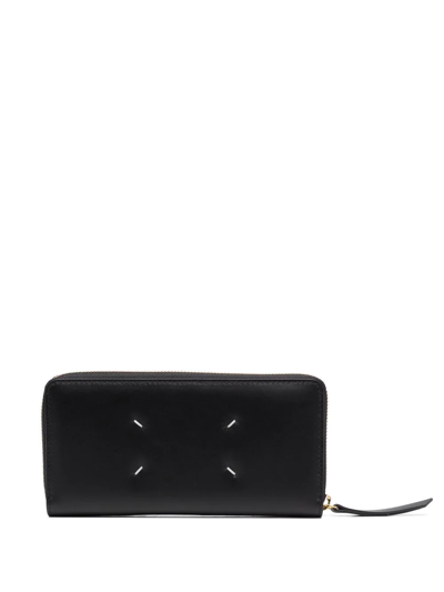 Shop Maison Margiela Four-stitch Zip-around Wallet In Black