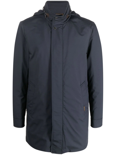Moorer Wool Parka With High Neck And Side Pockets In Blau