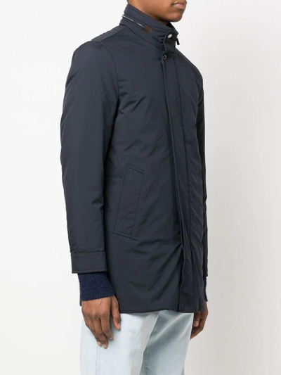 Moorer Wool Parka With High Neck And Side Pockets In Blau