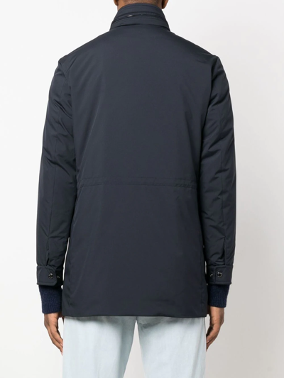 Moorer Wool Parka With High Neck And Side Pockets In Blau