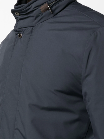 Moorer Wool Parka With High Neck And Side Pockets In Blau