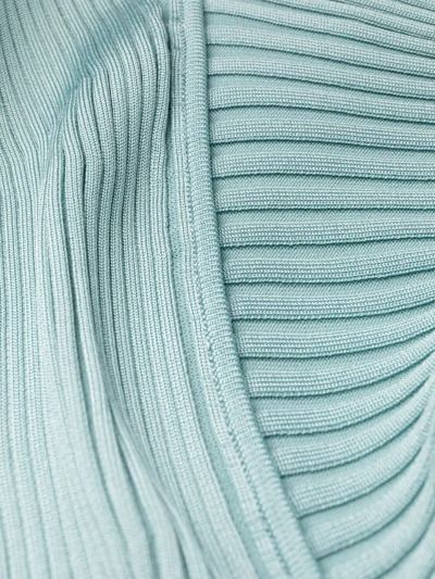 Shop Self-portrait Ribbed-knit Off-shoulder Dress In Blau