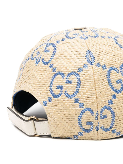 Shop Gucci Gg Raffia-effect Baseball Hat In Gelb