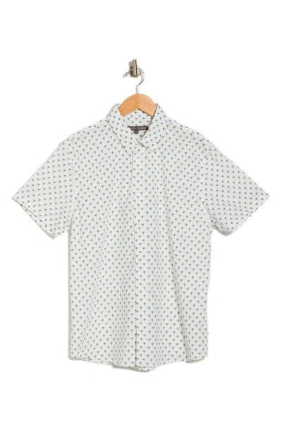 Shop Slate & Stone Short Sleeve Printed Poplin Shirt In White Mini Palm