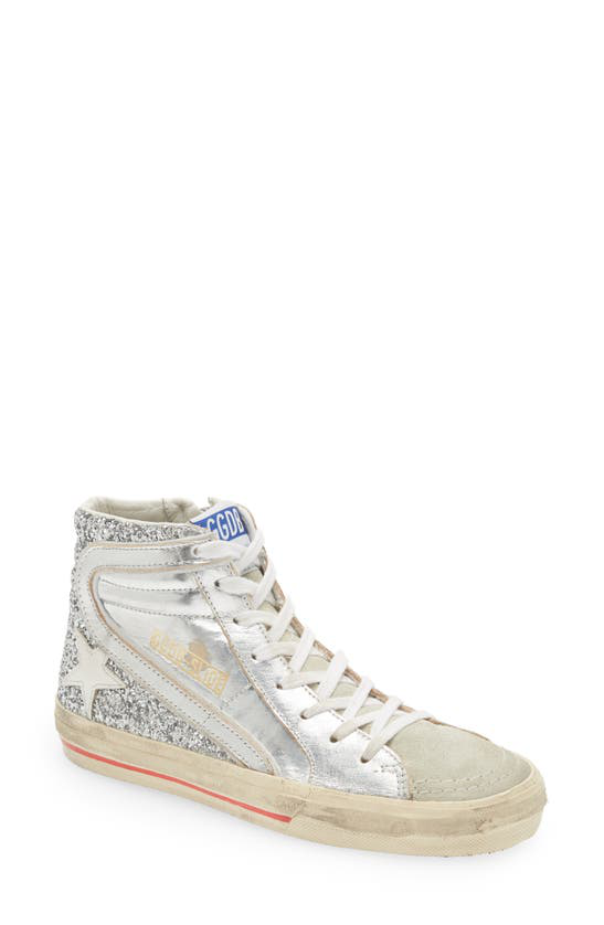 Golden Goose glitter-detail leather high-top sneakers - Silver