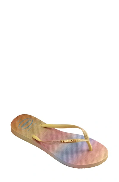Havaianas Slim Gradient Sunset Flip Flops In Lemon Yellow