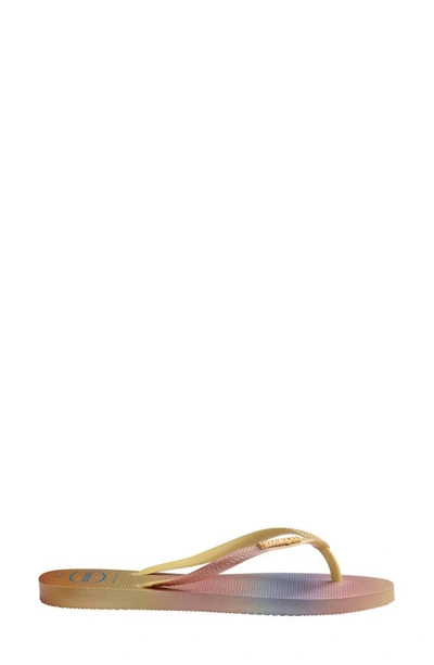 Havaianas Slim Gradient Sunset Flip Flops In Lemon Yellow