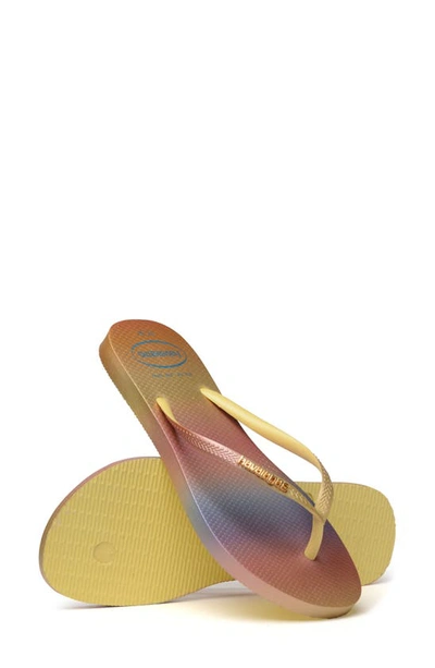 Havaianas Slim Gradient Sunset Flip Flops In Lemon Yellow