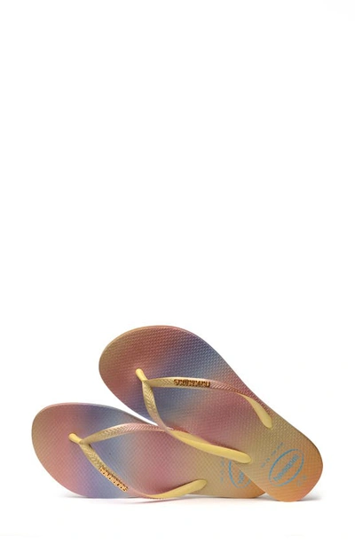 Havaianas Slim Gradient Sunset Flip Flops In Lemon Yellow