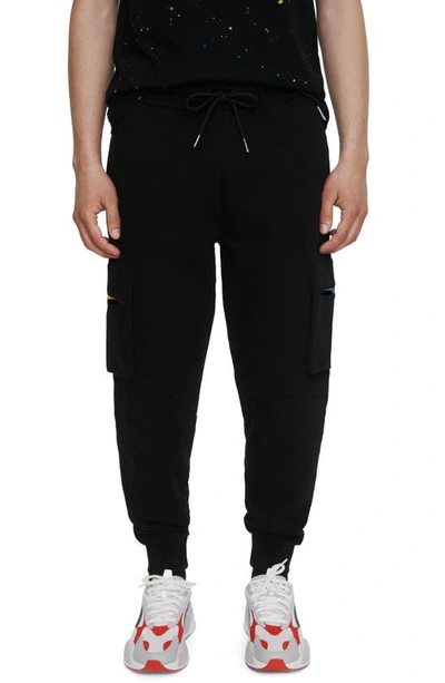 Elevenparis Tapered Cargo Sweatpants In Jet Black