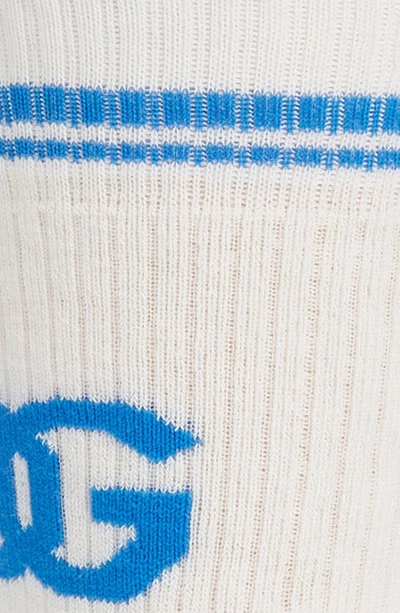 Shop Dolce & Gabbana Dg Logo Socks In White/ Blue
