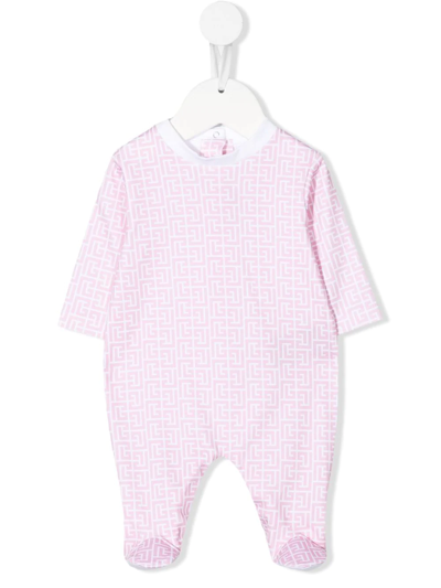 Shop Balmain Monogram-pattern Babygrow-set In Pink