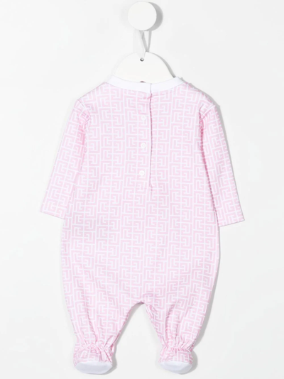 Shop Balmain Monogram-pattern Babygrow-set In Pink