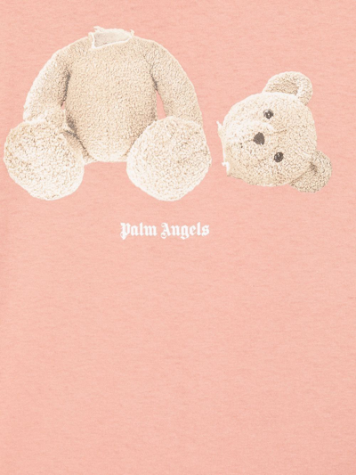 Shop Palm Angels Teddy-print Cotton T-shirt In Pink
