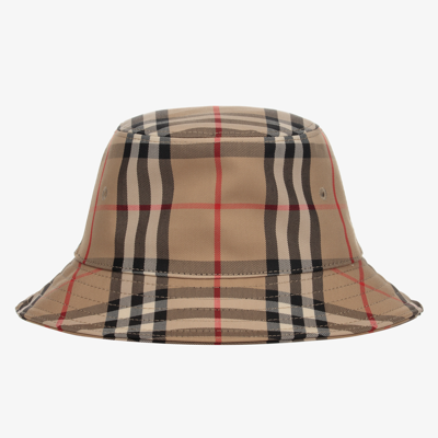 Shop Burberry Baby Vintage Check Bucket Hat In Beige