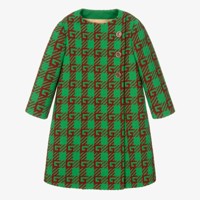 Shop Gucci Teen Girls Green Wool Coat