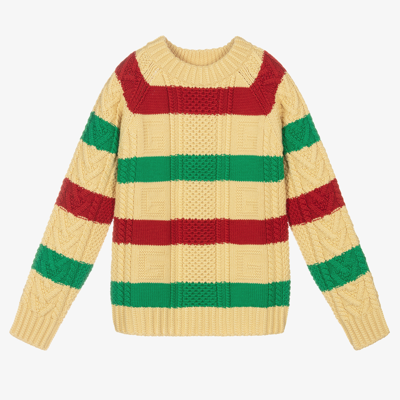 Shop Gucci Teen Boys Beige Wool Sweater