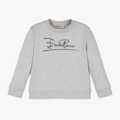 Shop Emilio Pucci Girls Grey Cotton Sweatshirt