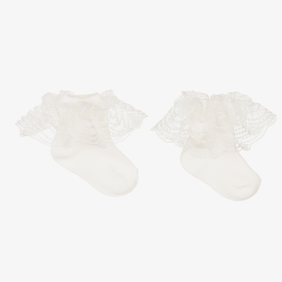 Shop Beau Kid Girls Ivory Lace Ruffle Socks