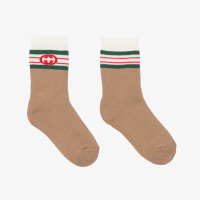 Shop Gucci Beige Interlocking G Baby Socks