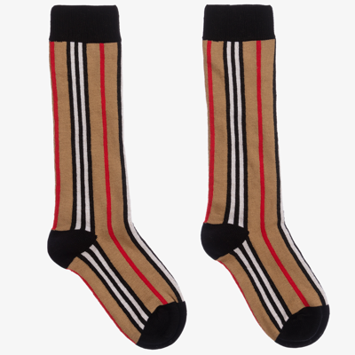Shop Burberry Beige Icon Stripe Socks