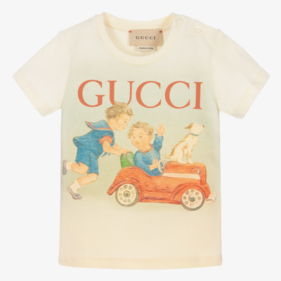 Shop Gucci Ivory Vintage Print T-shirt
