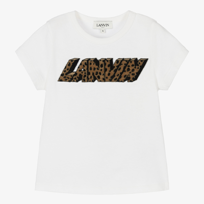Shop Lanvin Girls White Leopard T-shirt