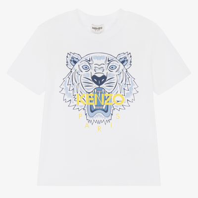 Shop Kenzo Teen Boys White Tiger T-shirt