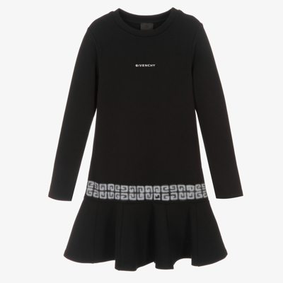 Cotton Jersey Dress With Logo And 4g Print Kids Girl In Black