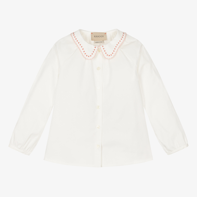 Shop Gucci Baby Girls White Cotton Blouse