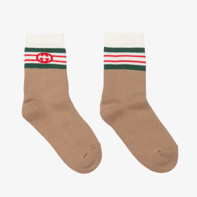 Shop Gucci Beige Interlocking G Socks