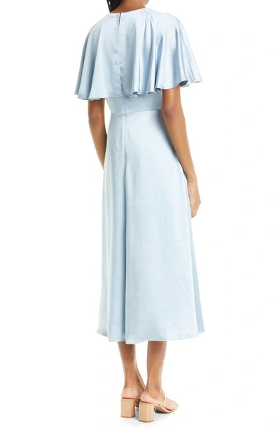 Shop Ted Baker Immie Cape Sleeve Satin Dress In Mid Blue