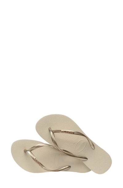 Shop Havaianas Slim Flip Flop In Beige