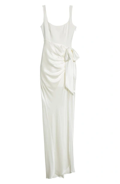 Shop Cinq À Sept Marian Mix Media Side Ruched Gown In Ivory