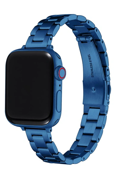 Shop The Posh Tech Sloan Stainless Steel Skinny Apple Watch® Bracelet Watchband In Blue