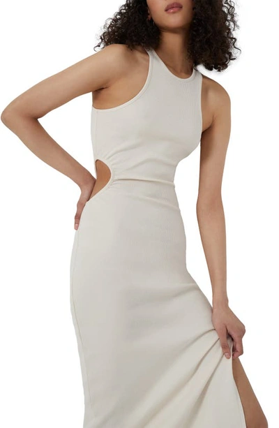 Shop French Connection Rasha Cutout Detail Body-con Stretch Cotton Dress In Ecru