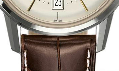 Longines Mens Cream L4.795.4.78.1 Heritage Stainless-steel And Leather Automatic Watch In Silver