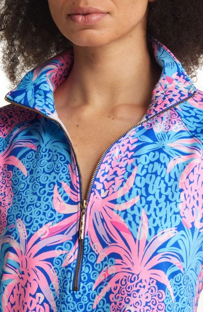 Lilly Pulitzer Skipper Upf 50 Long Sleeve Knit Shift Dress In Borealis Blue Tropic Down Low