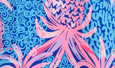 Lilly Pulitzer Skipper Upf 50 Long Sleeve Knit Shift Dress In Borealis Blue Tropic Down Low