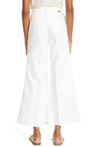 Shop Zimmermann Flare Leg Cotton Twill Crop Pants In Vintage White