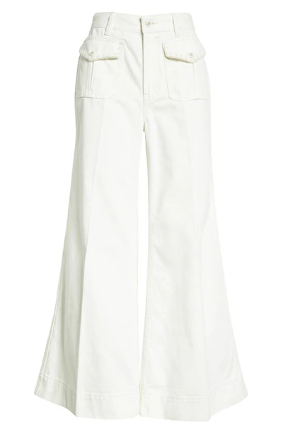 Shop Zimmermann Flare Leg Cotton Twill Crop Pants In Vintage White