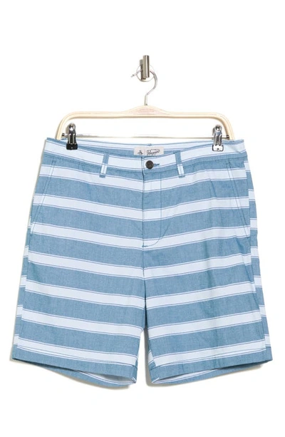 Original Penguin Stripe 8" Chino Shorts In Blue Coral