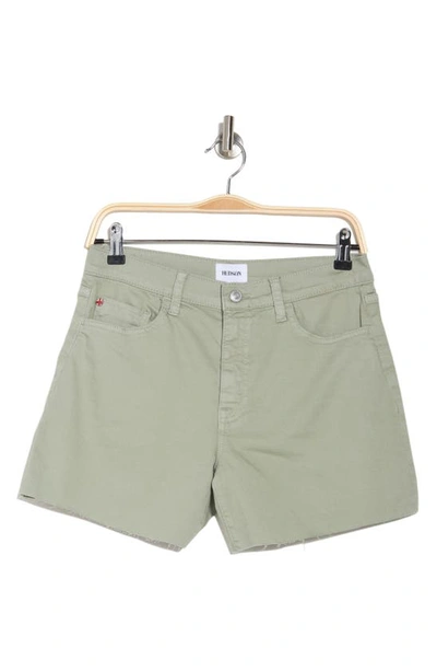Shop Hudson Kass Raw Hem Denim Shorts In Vault Green