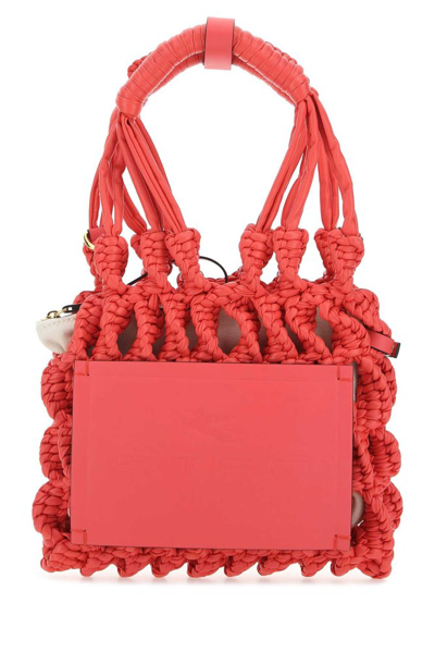 Shop Etro Interwoven Small Tote Bag In Red