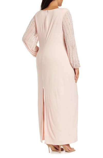 Marina Glitter Sleeve Maxi Dress In Blush