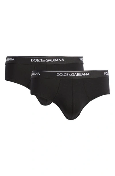 Shop Dolce & Gabbana Two-pack Logo Band Stretch Cotton Briefs In Black