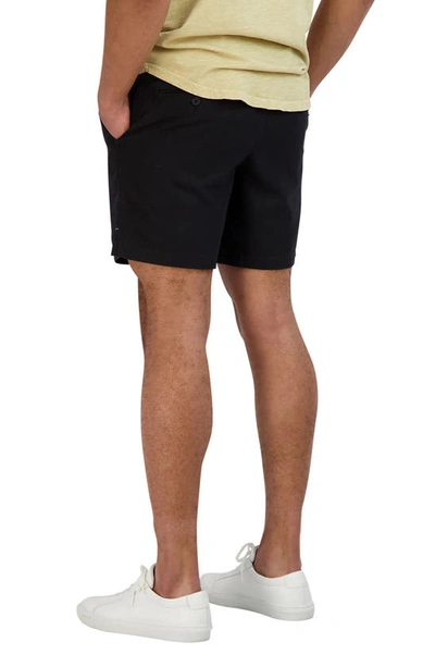 Shop Goodlife Essential Slim Fit Linen & Cotton Shorts In Black