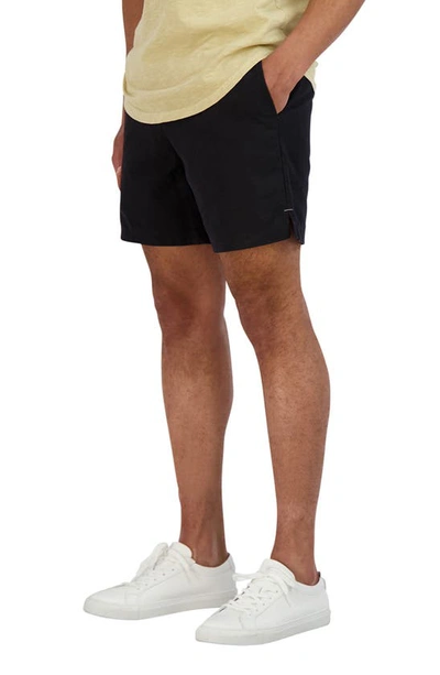 Shop Goodlife Essential Slim Fit Linen & Cotton Shorts In Black