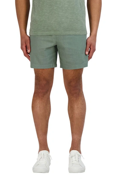 Shop Goodlife Essential Slim Fit Linen & Cotton Shorts In Laurel Wreath