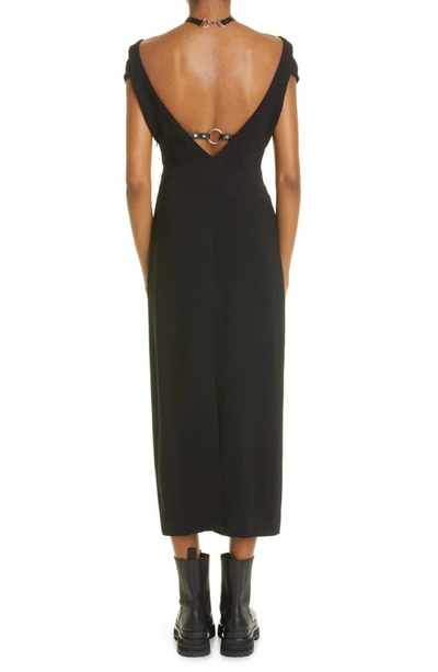 Shop Monse Cap Sleeve Dress With Leather Harness In Black